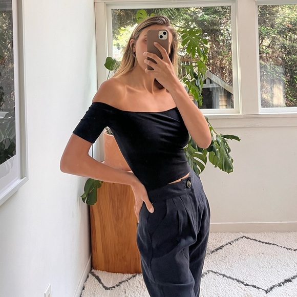 WILFRED FREE off the shoulder black top - size S - Picture 2 of 4